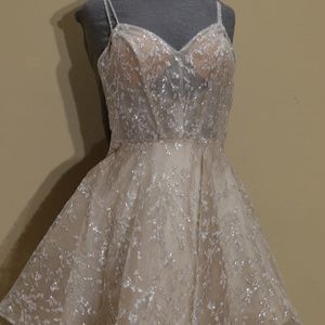 JVN embellished fit and flare spaghetti strap dress in ivory size 8